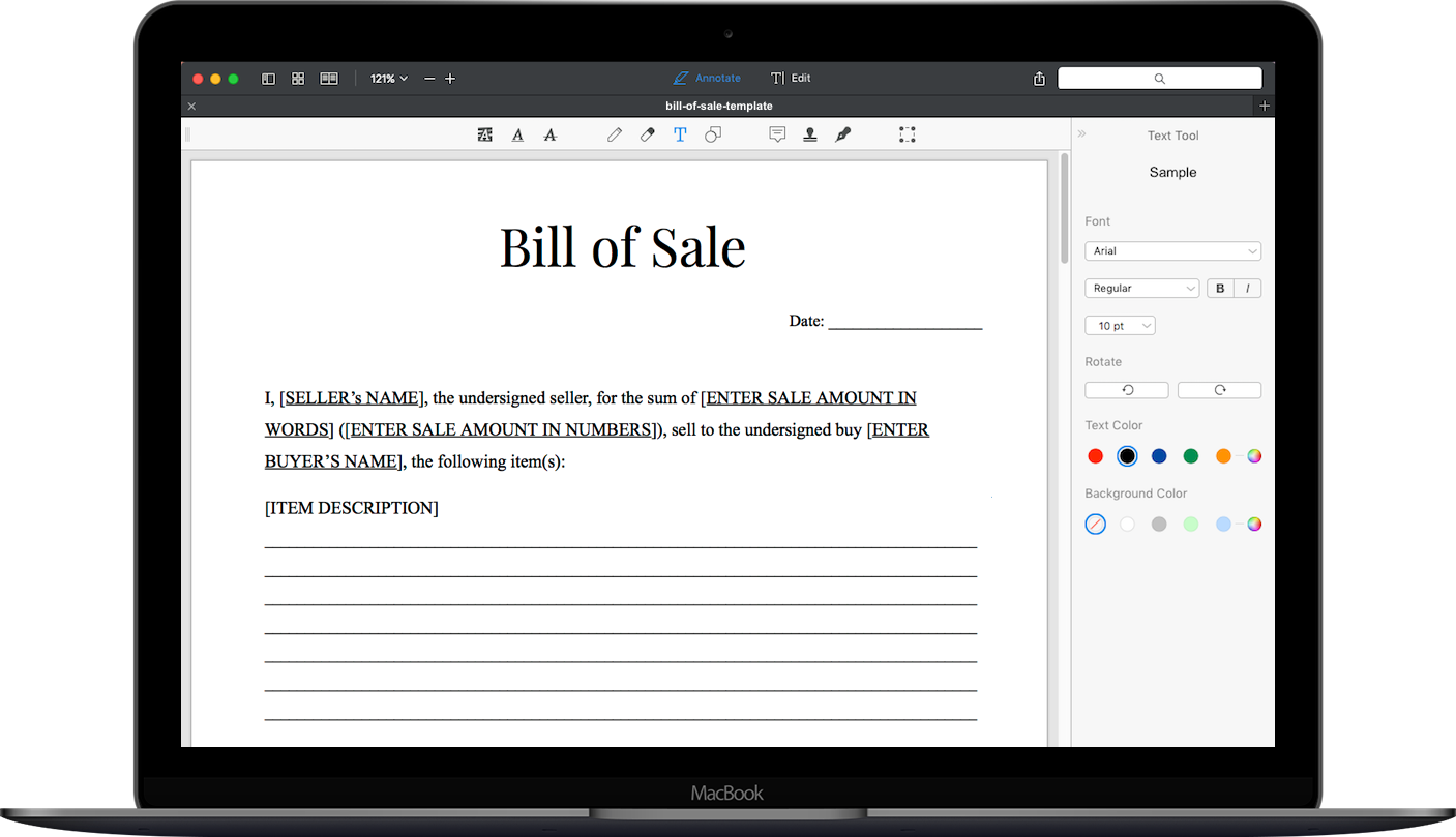 bill of sale template printable